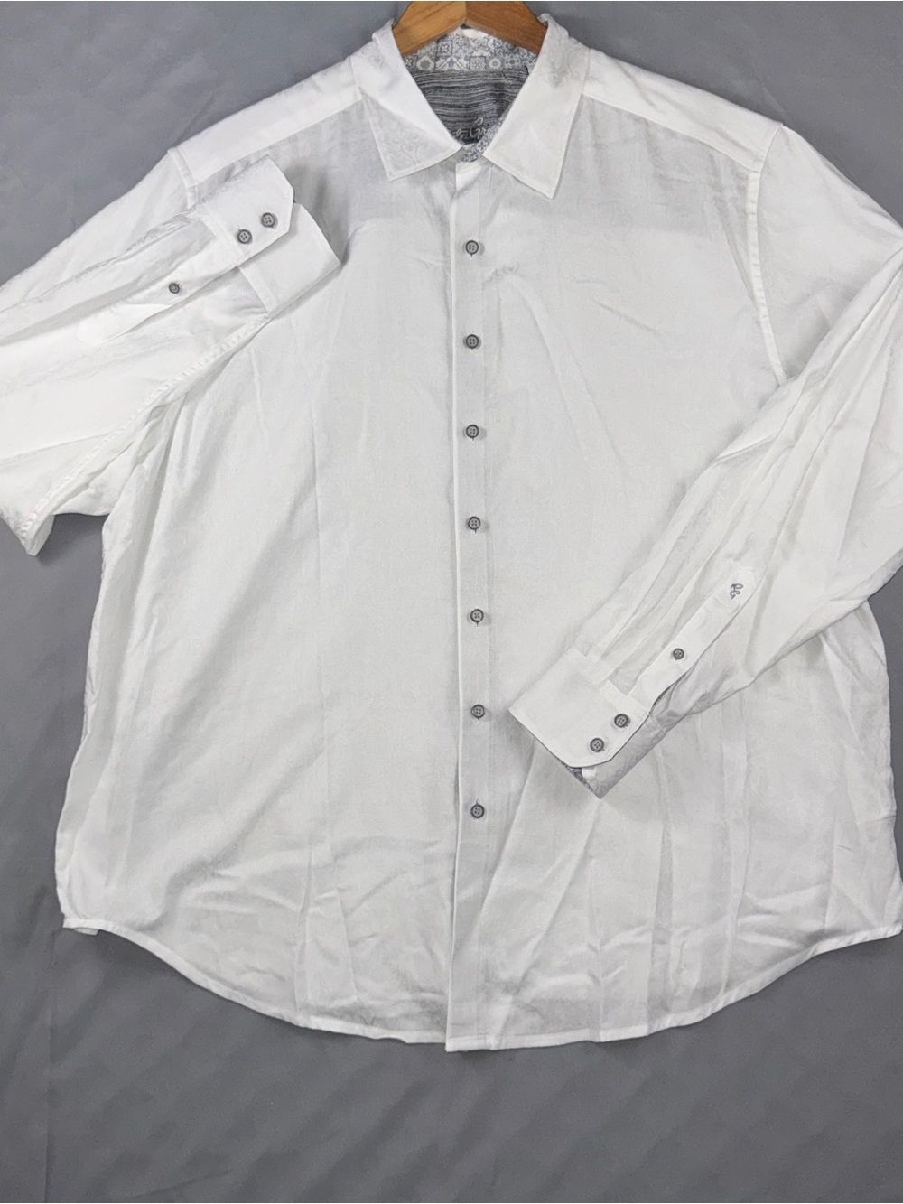 Robert Graham Shirt Mens Big 1X White Paisley Long Sleeve Button Up Flip Cuff